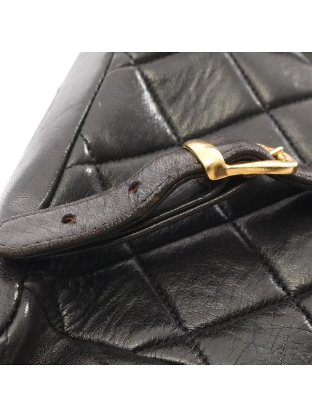 Chanel Backpack Quilted Black Lambskin Double Turnlock Chain